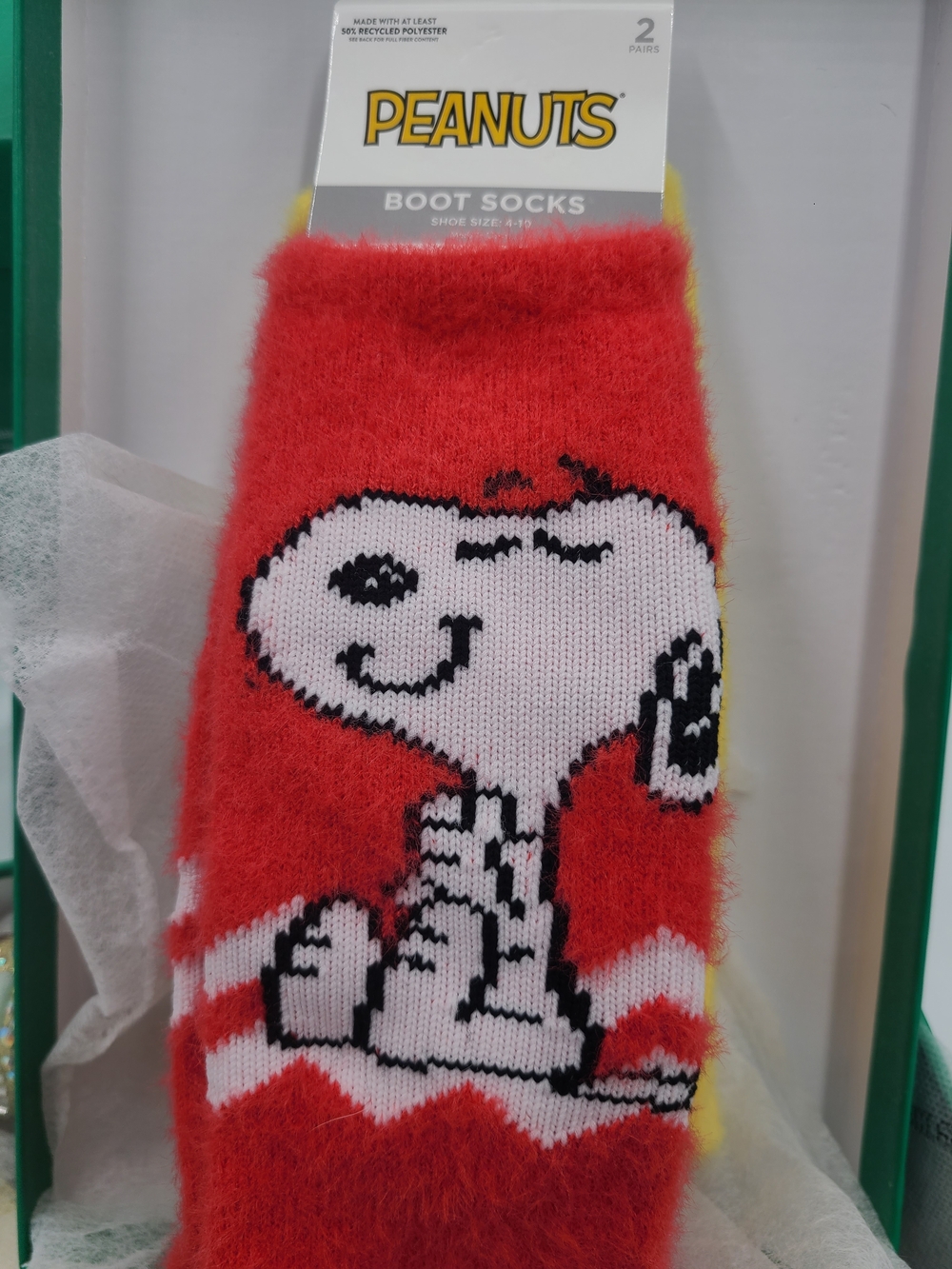 Peanuts Woman's Red & White Snoopy And Woodstock Fuzzy Boot Socks